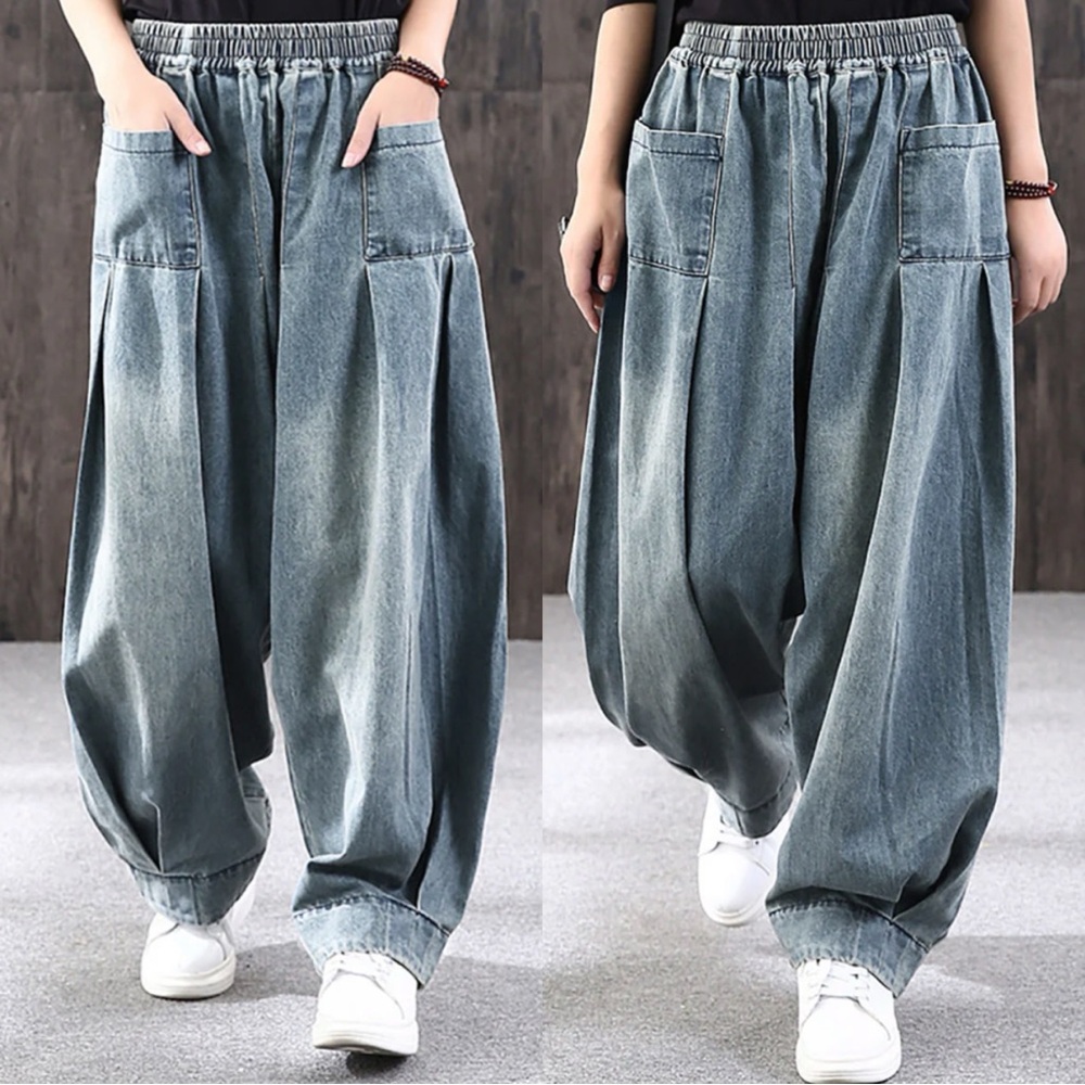 NWT BUYKUD Simple Pure Color Loose Denim Jeans